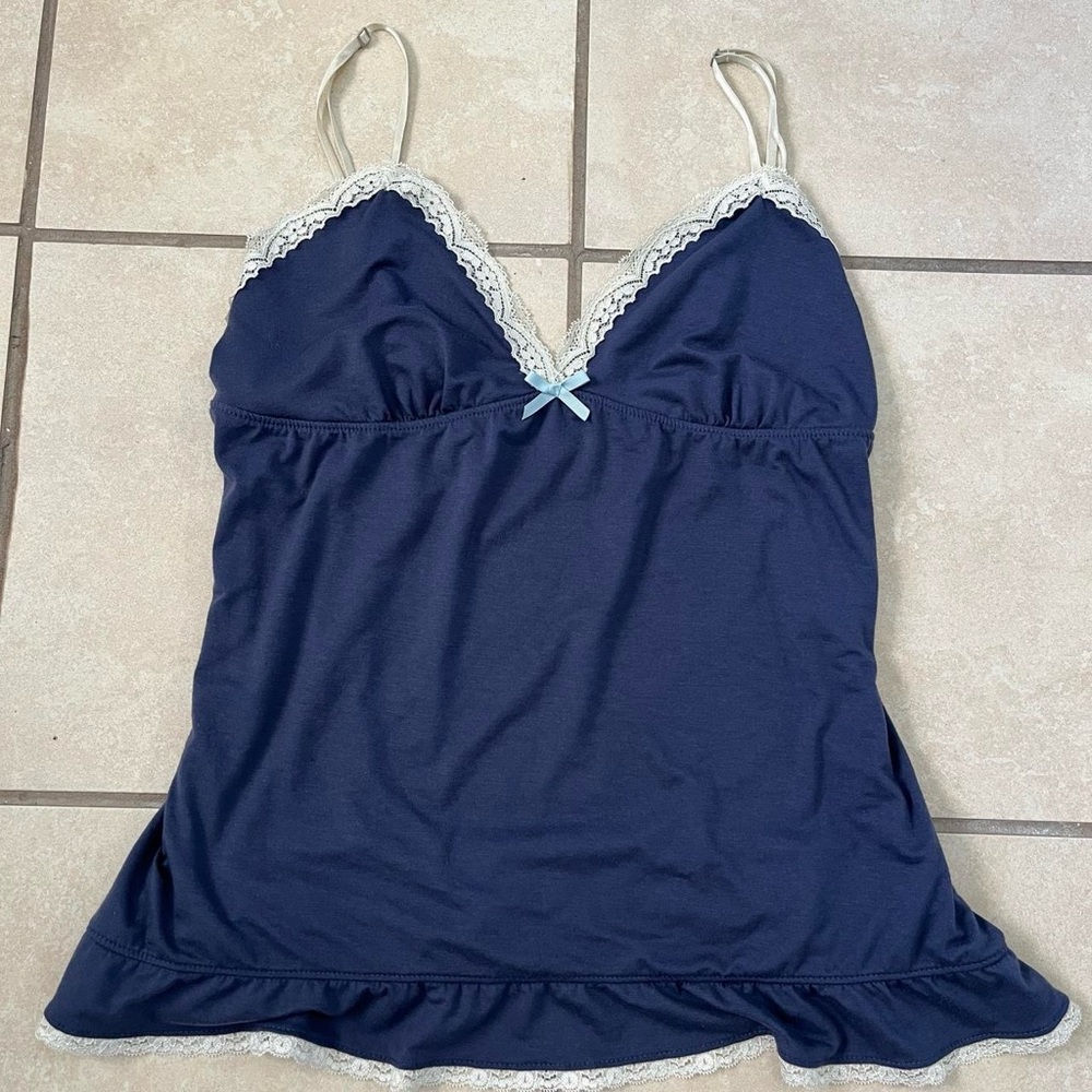 Navy Blue Lace Trim Camisole